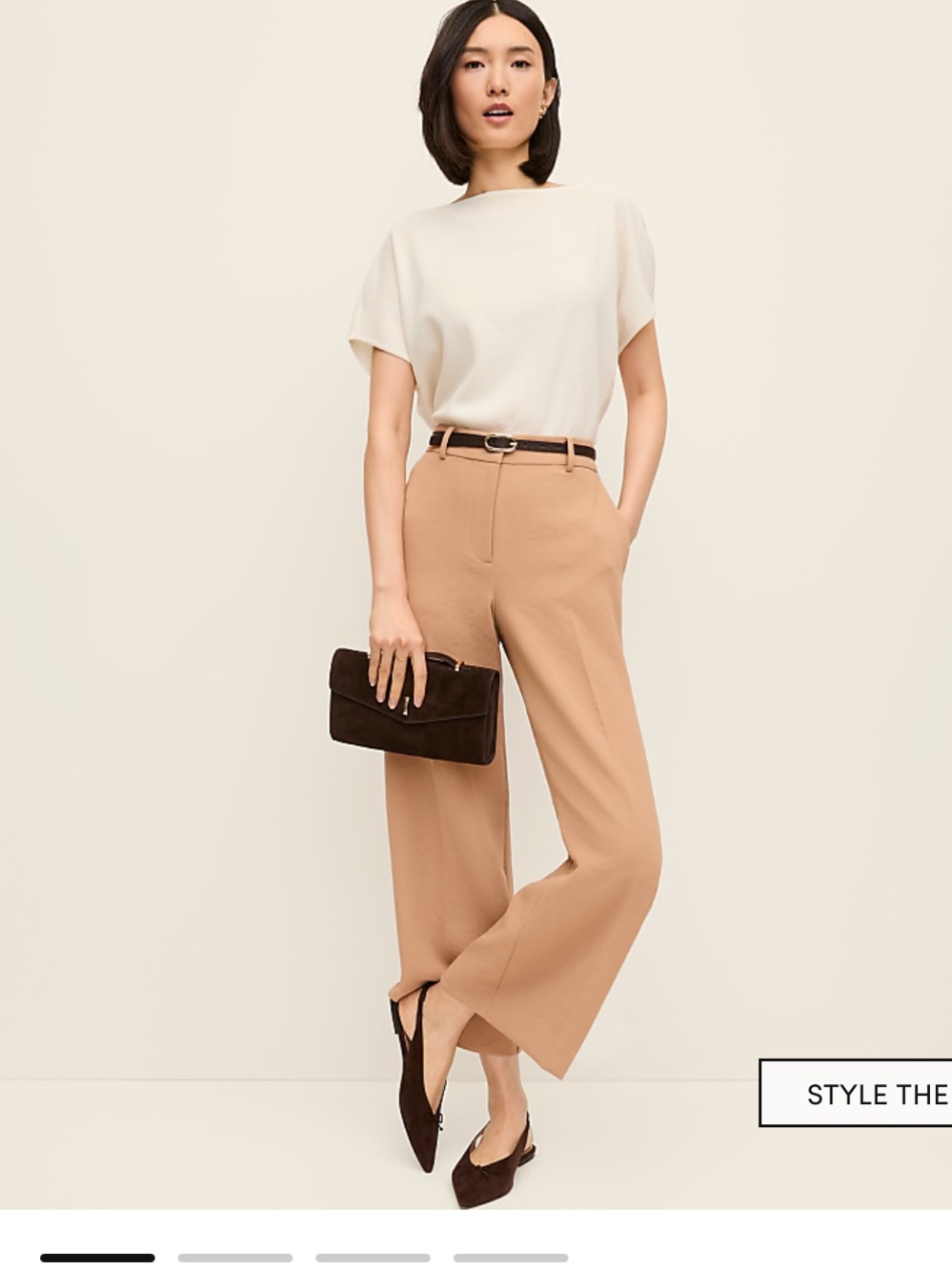 Ann Taylor Wide-Leg Pants in Weathered Oak Petite